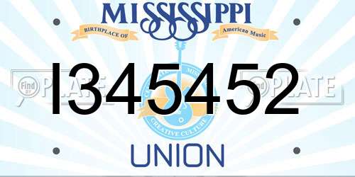 I345452 Mississippi License Plate