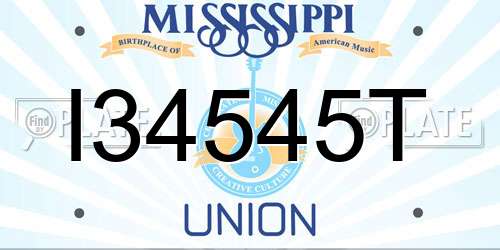 I34545T Mississippi License Plate