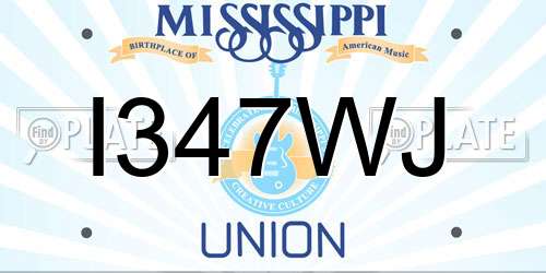 I347WJ Mississippi License Plate