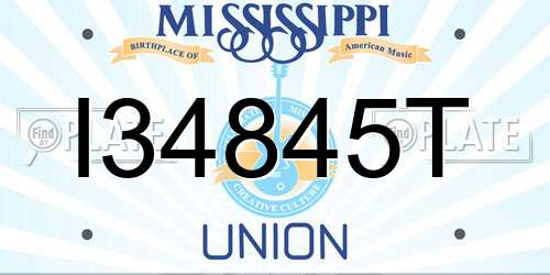 I34845T Mississippi License Plate