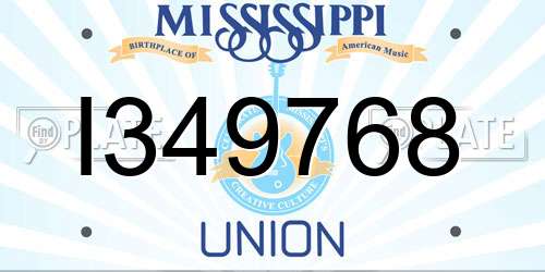 I349768 Mississippi License Plate
