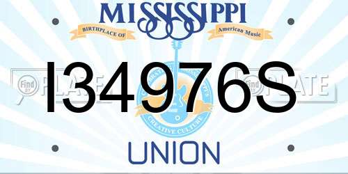 I34976S Mississippi License Plate