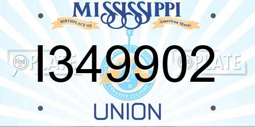 I349902 Mississippi License Plate
