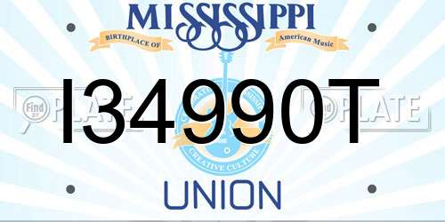 I34990T Mississippi License Plate
