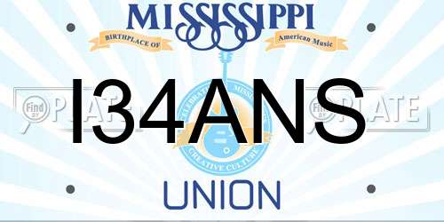 I34ANS Mississippi License Plate
