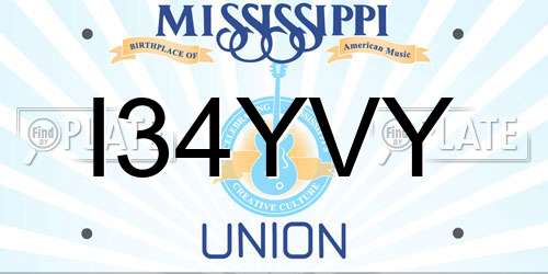I34YVY Mississippi License Plate