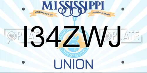 I34ZWJ Mississippi License Plate