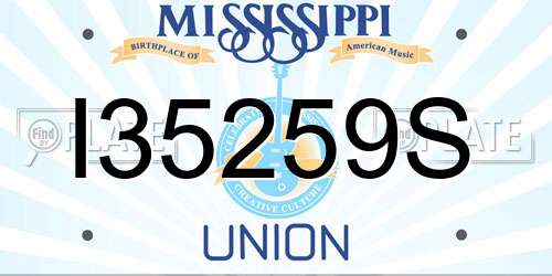 I35259S Mississippi License Plate