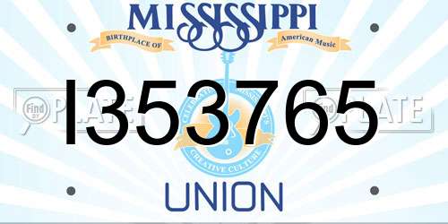 I353765 Mississippi License Plate