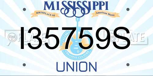 I35759S Mississippi License Plate