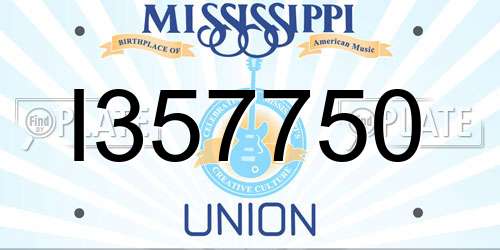 I357750 Mississippi License Plate