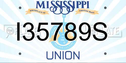 I35789S Mississippi License Plate