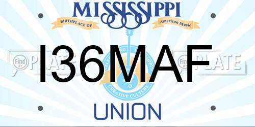 I36MAF Mississippi License Plate