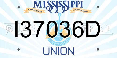 I37036D Mississippi License Plate