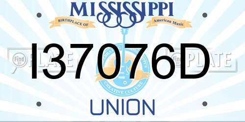 I37076D Mississippi License Plate