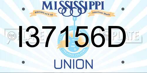 I37156D Mississippi License Plate