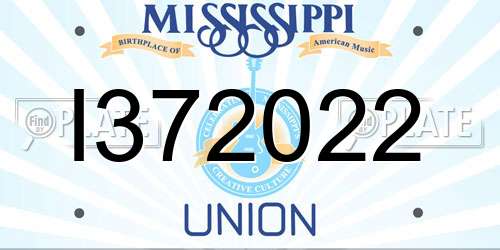 I372022 Mississippi License Plate