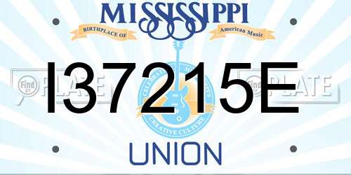 I37215E Mississippi License Plate