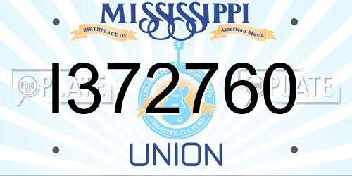 I372760 Mississippi License Plate