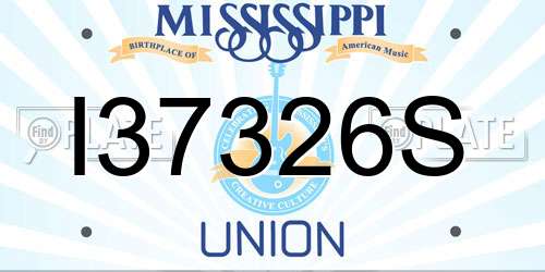 I37326S Mississippi License Plate