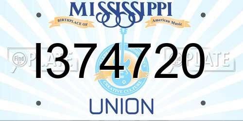 I374720 Mississippi License Plate