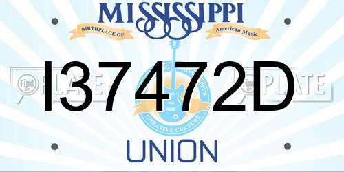 I37472D Mississippi License Plate