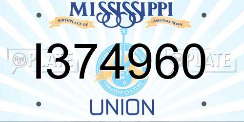 I374960 Mississippi License Plate