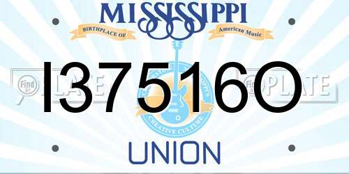 I37516O Mississippi License Plate