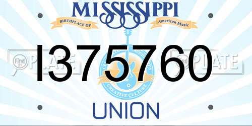 I375760 Mississippi License Plate