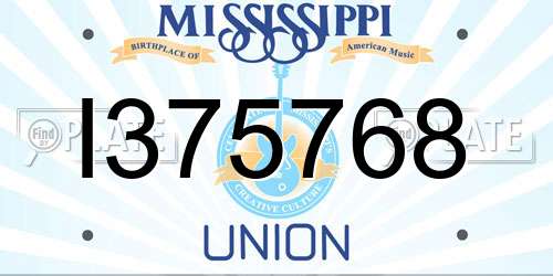 I375768 Mississippi License Plate