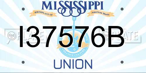I37576B Mississippi License Plate