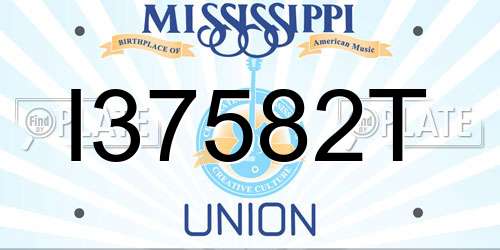 I37582T Mississippi License Plate