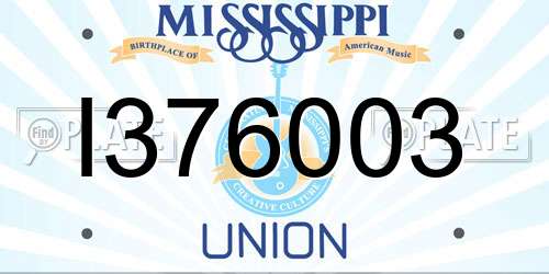 I376003 Mississippi License Plate