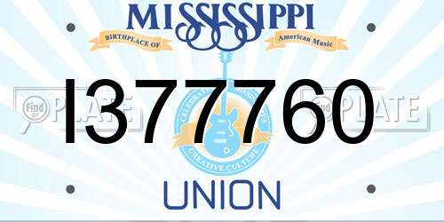 I377760 Mississippi License Plate