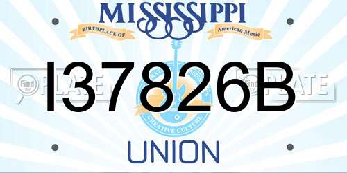I37826B Mississippi License Plate