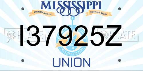 I37925Z Mississippi License Plate