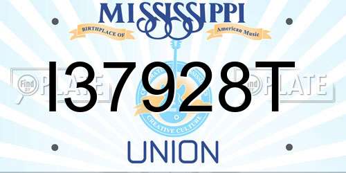 I37928T Mississippi License Plate