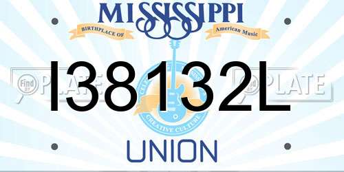 I38132L Mississippi License Plate