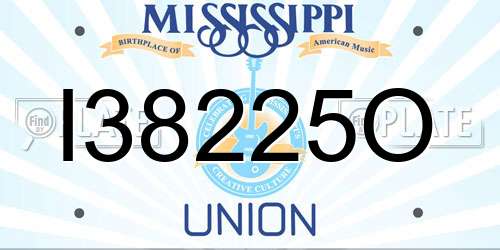 I38225O Mississippi License Plate