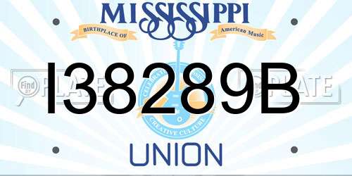 I38289B Mississippi License Plate