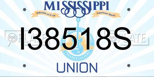 I38518S Mississippi License Plate
