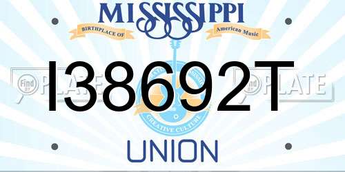 I38692T Mississippi License Plate