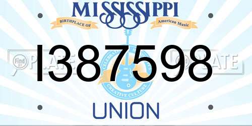 I387598 Mississippi License Plate
