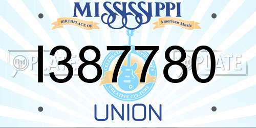 I387780 Mississippi License Plate
