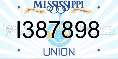 I387898 Mississippi License Plate