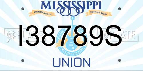 I38789S Mississippi License Plate