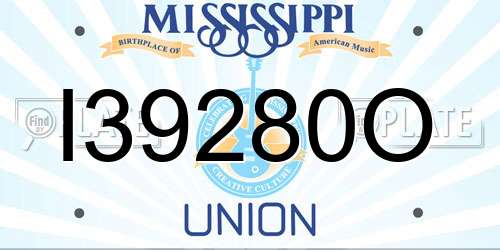 I39280O Mississippi License Plate