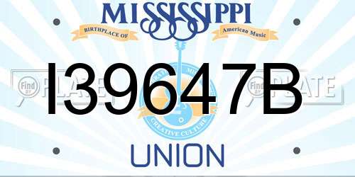 I39647B Mississippi License Plate