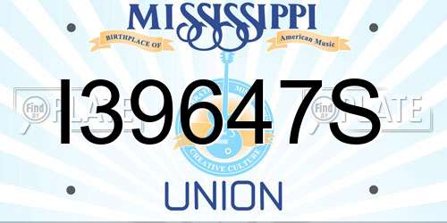 I39647S Mississippi License Plate