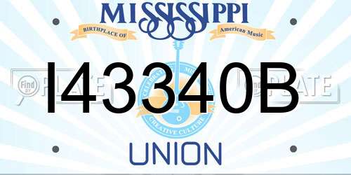 I43340B Mississippi License Plate
